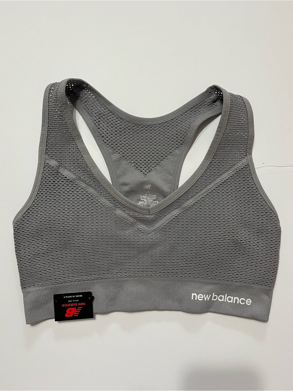 NEW Balance Medium Impact Racerback Sports Bra Gray Mesh Women’s Size Large NWT